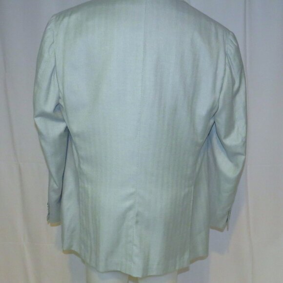 Tincati x Partenopea Bespoke Pale Green HBone Cashmere Two Button Sport Coat 44L - Picture 10 of 15